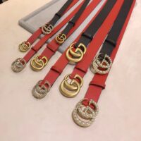 Gucci Unisex Leather Belt Pearl Double G Red 3.8 CM Width (4)