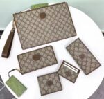 Gucci Unisex GG Long Wallet Interlocking G Beige Ebony GG Supreme Canvas - immagine 7