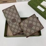 Gucci Unisex GG Long Wallet Interlocking G Beige Ebony GG Supreme Canvas - immagine 6