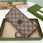Gucci Unisex GG Long Wallet Interlocking G Beige Ebony GG Supreme Canvas - immagine 2