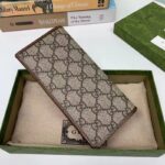 Gucci Unisex GG Long Wallet Interlocking G Beige Ebony GG Supreme Canvas - immagine 4