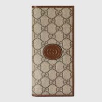 Gucci Unisex GG Long Wallet Interlocking G Beige Ebony GG Supreme Canvas