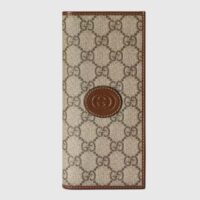 Gucci Unisex GG Long Wallet Interlocking G Beige Ebony GG Supreme Canvas (6)