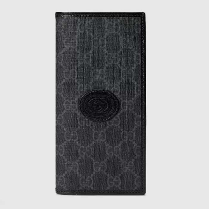 Gucci Unisex GG Long Wallet Interlocking G Black GG Supreme Canvas