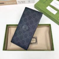Gucci Unisex GG Long Wallet Interlocking G Black GG Supreme Canvas (1)