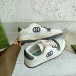 Gucci Unisex GG MAC80 Sneaker Off White Grey Leather Round Toe Rubber Flat – Bild 4