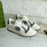 Gucci Unisex GG MAC80 Sneaker Off White Grey Leather Round Toe Rubber Flat – Bild 2