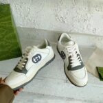 Gucci Unisex GG MAC80 Sneaker Off White Grey Leather Round Toe Rubber Flat – Bild 8