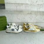 Gucci Unisex GG MAC80 Sneaker Off White Grey Leather Round Toe Rubber Flat – Bild 7