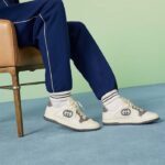 Gucci Unisex GG MAC80 Sneaker Off White Grey Leather Round Toe Rubber Flat – Bild 12