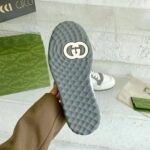 Gucci Unisex GG MAC80 Sneaker Off White Grey Leather Round Toe Rubber Flat – Bild 11