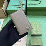 Gucci Unisex GG Marmont Card Case Wallet Double G Taupe Leather - Imagen 2