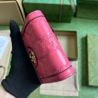 Gucci Unisex GG Marmont Card Case Wallet Pink GG Matelassé Leather Double G (6)