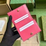 Gucci Unisex GG Marmont Card Case Wallet Pink GG Matelassé Leather Double G - Imagen 6