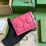 Gucci Unisex GG Marmont Card Case Wallet Pink GG Matelassé Leather Double G - Imagen 5