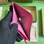 Gucci Unisex GG Marmont Card Case Wallet Pink GG Matelassé Leather Double G - Imagen 10