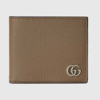 Gucci Unisex GG Marmont Card Case Wallet Taupe Leather Double G (1)