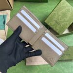 Gucci Unisex GG Marmont Card Case Wallet Taupe Leather Double G - Imagen 6