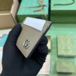 Gucci Unisex GG Marmont Card Case Wallet Taupe Leather Double G Marmont - immagine 5