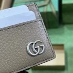 Gucci Unisex GG Marmont Card Case Wallet Taupe Leather Double G Marmont - immagine 7