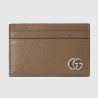 Gucci Unisex GG Marmont Card Case Wallet Taupe Leather Double G Marmont (8)