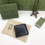 Gucci Unisex GG Marmont Leather Bi-Fold Wallet Black Smooth Leather Double G - Image 3