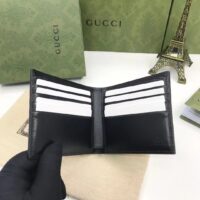 Gucci Unisex GG Marmont Leather Bi-Fold Wallet Black Smooth Leather Double G (6)