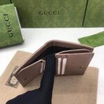 Gucci Unisex GG Marmont Matelassé Card Case Wallet Rose Beige Chevron Leather - Imagen 5