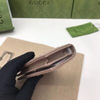 Gucci Unisex GG Marmont Matelassé Card Case Wallet Rose Beige Chevron Leather (8)