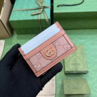 Gucci Unisex GG Ophidia Card Case Pink GG Canvas Double G Four Card Slots (3)