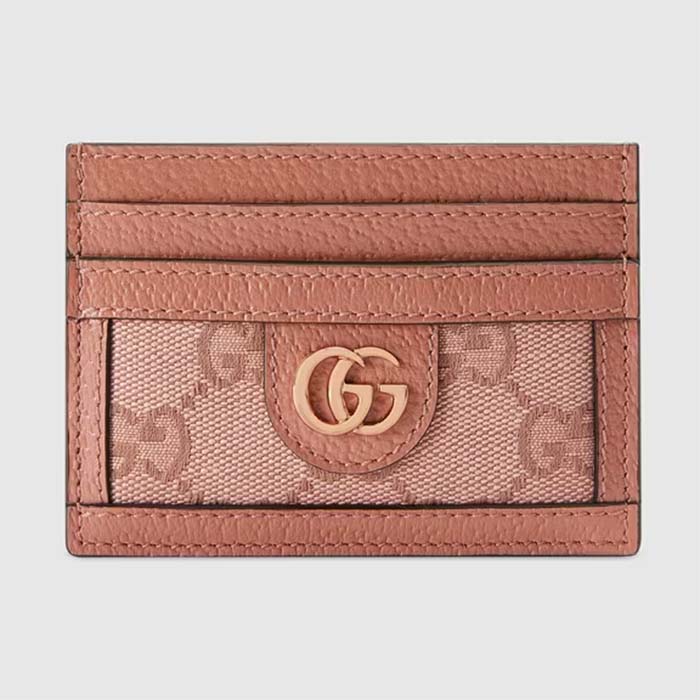 Gucci Unisex GG Ophidia Card Case Pink GG Canvas Double G Four Card Slots