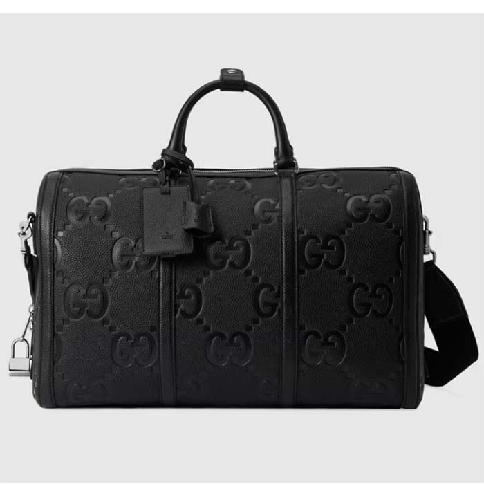 Gucci Unisex GG Small Duffle Bag Black Jumbo Leather
