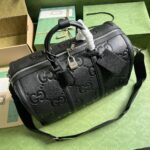 Gucci Unisex GG Small Duffle Bag Black Jumbo Leather – Image 4