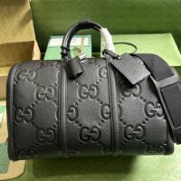 Gucci Unisex GG Small Duffle Bag Black Jumbo Leather (2)