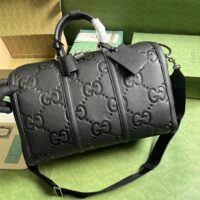 Gucci Unisex GG Small Duffle Bag Black Jumbo Leather (2)