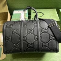 Gucci Unisex GG Small Duffle Bag Black Jumbo Leather (2)