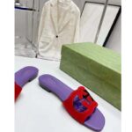 Gucci Unisex Interlocking G Cut-Out Slide Sandal Red Purple Suede Flat – Bild 7