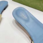 Gucci Unisex Interlocking G Cut-Out Slide Sandal Yellow Light Blue Suede Flat – Image 10