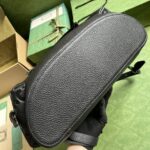 Gucci Unisex Jumbo GG Backpack Black Leather Cotton Linen Top Handle – Image 8