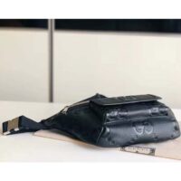 Gucci Unisex Jumbo GG Belt Bag Black Leather Zip Closure (1)