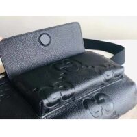 Gucci Unisex Jumbo GG Belt Bag Black Leather Zip Closure (1)