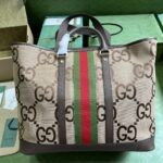 Gucci Unisex Jumbo GG Medium Tote Bag Camel Ebony Canvas Double G - Bild 2