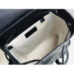 Gucci Unisex Jumbo GG Small Backpack Black Leather Cotton Linen Lining - Image 7