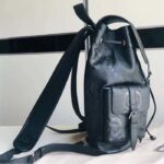 Gucci Unisex Jumbo GG Small Backpack Black Leather Cotton Linen Lining - Image 3