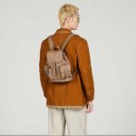 Gucci Unisex Jumbo GG Small Backpack Taupe Leather Cotton Linen Lining - immagine 11