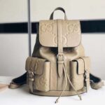 Gucci Unisex Jumbo GG Small Backpack Taupe Leather Cotton Linen Lining - immagine 2