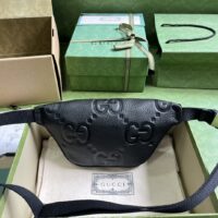 Gucci Unisex Jumbo GG Small Belt Bag Black Leather Zip Closure (1)