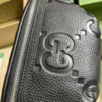 Gucci Unisex Jumbo GG Small Belt Bag Black Leather Zip Closure - Image 7