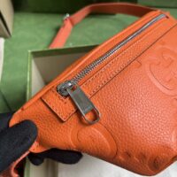 Gucci Unisex Jumbo GG Small Belt Bag Orange Leather Zip Closure (1)