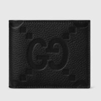 Gucci Unisex Jumbo GG Wallet Black Leather Moiré Lining (3)